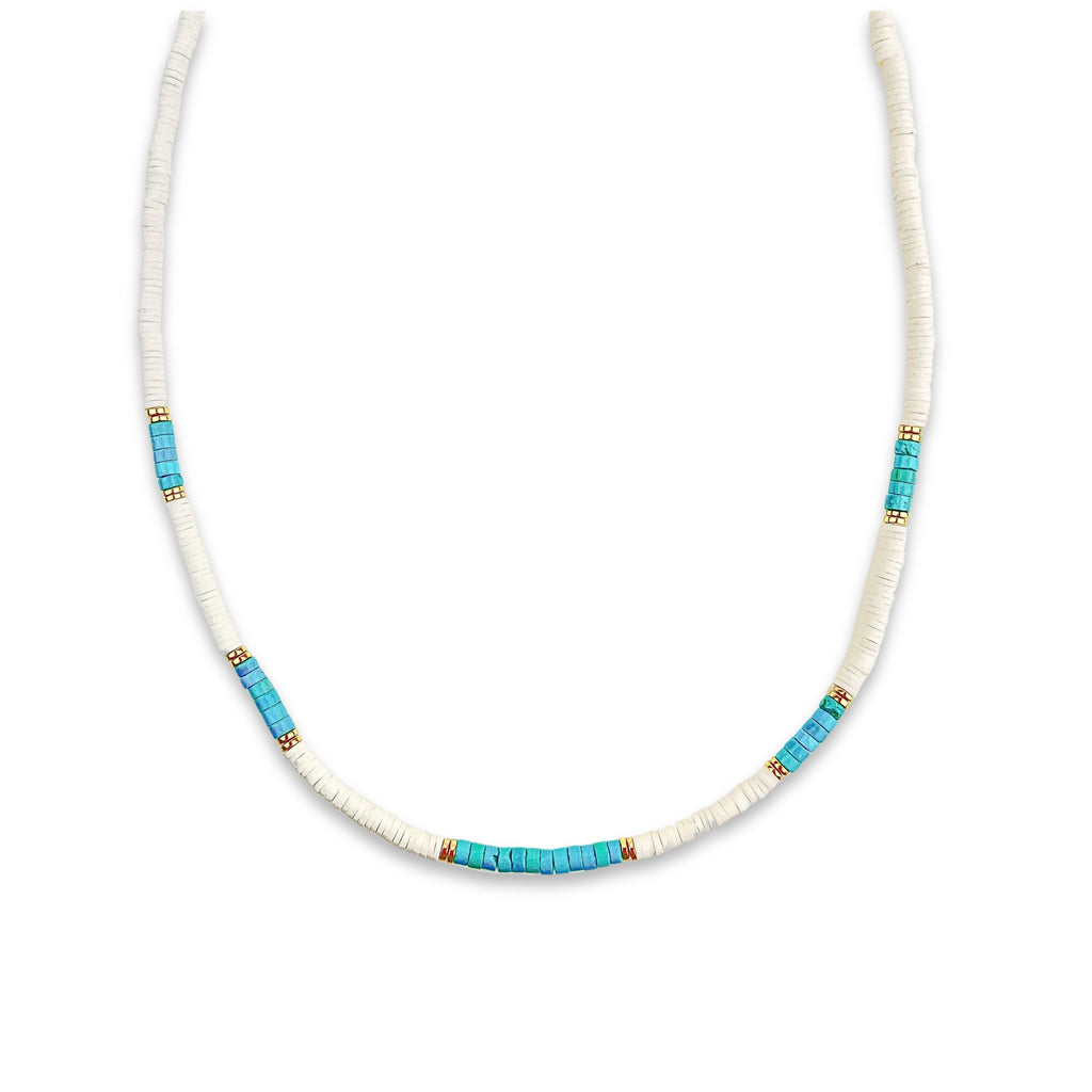 Collier NEFERTARI blanc Turquoise Gold